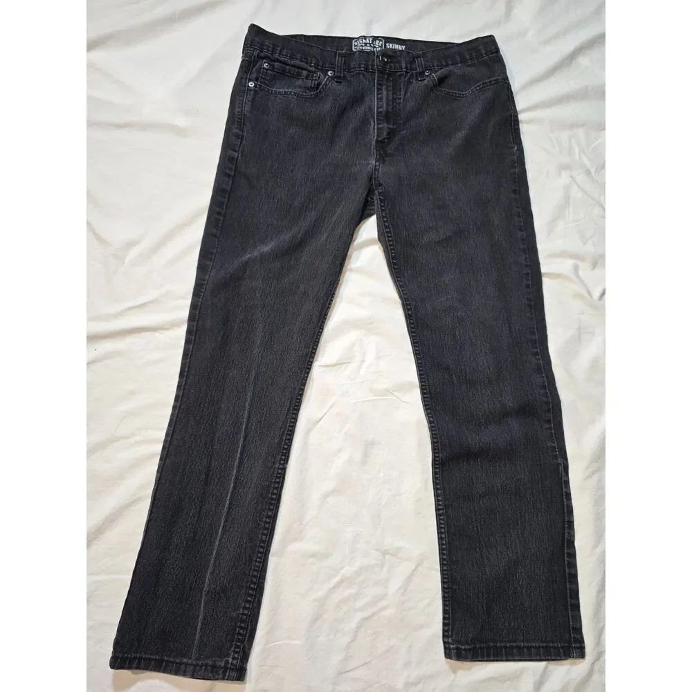 Levi Strauss Signature Size 36 x 30 Black Skinny Mens Jeans - 28